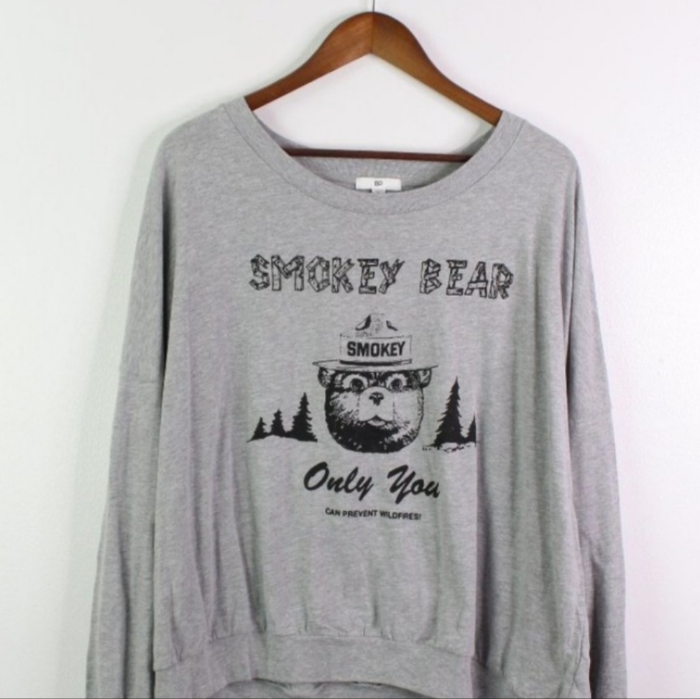 Bp. Smokey Bear Long Sleeve T-Shirt Grey XL